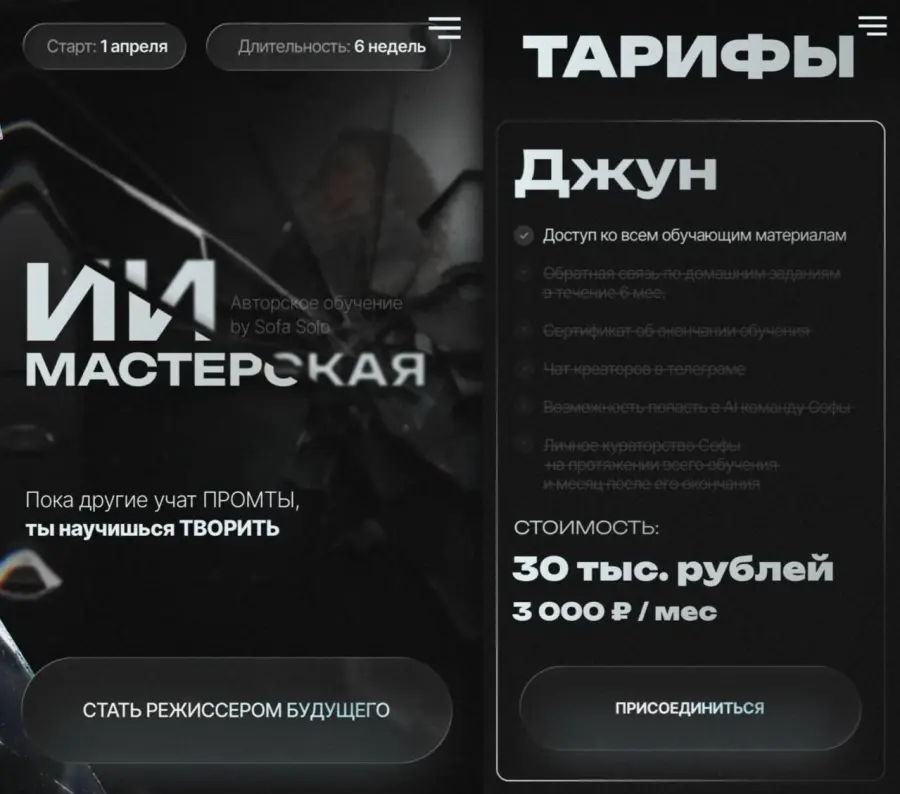 Sofa Solo / Софья Солощенко - ИИ мастерская. Тариф Джун