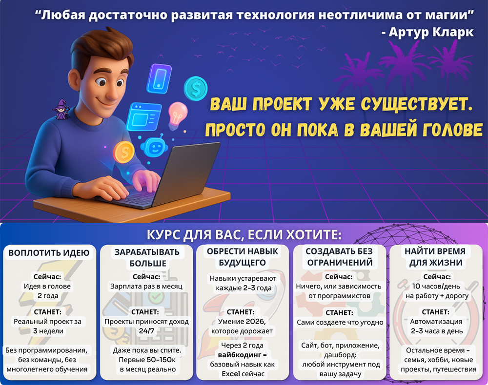 Аlexcoder - Вайбкодинг с нуля: от идеи до готового проекта за 3 недели без IT-знаний