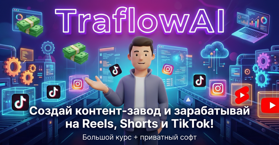 TraflowAI: создай контент / Squadron - завод и зарабатывай! Курс + приватный софт