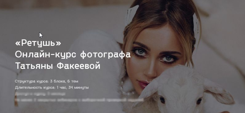 Онлайн / Татьяна Факеева - курс фотографа «Ретушь»