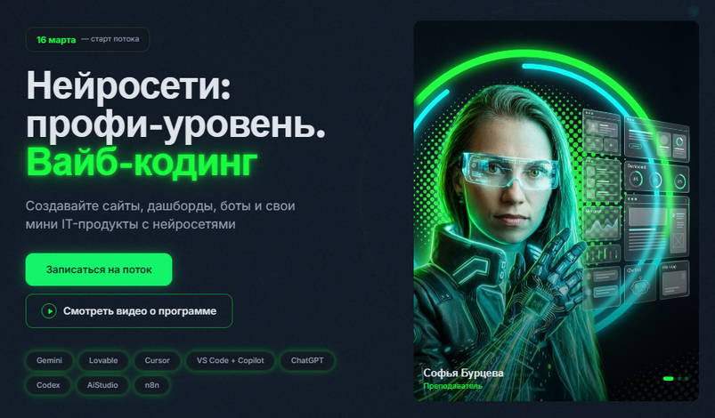 Нейросети: профи / С. Бурцева, Н. Васильева, А. Васильев - уровень. Вайб-кодинг. Тариф Практика